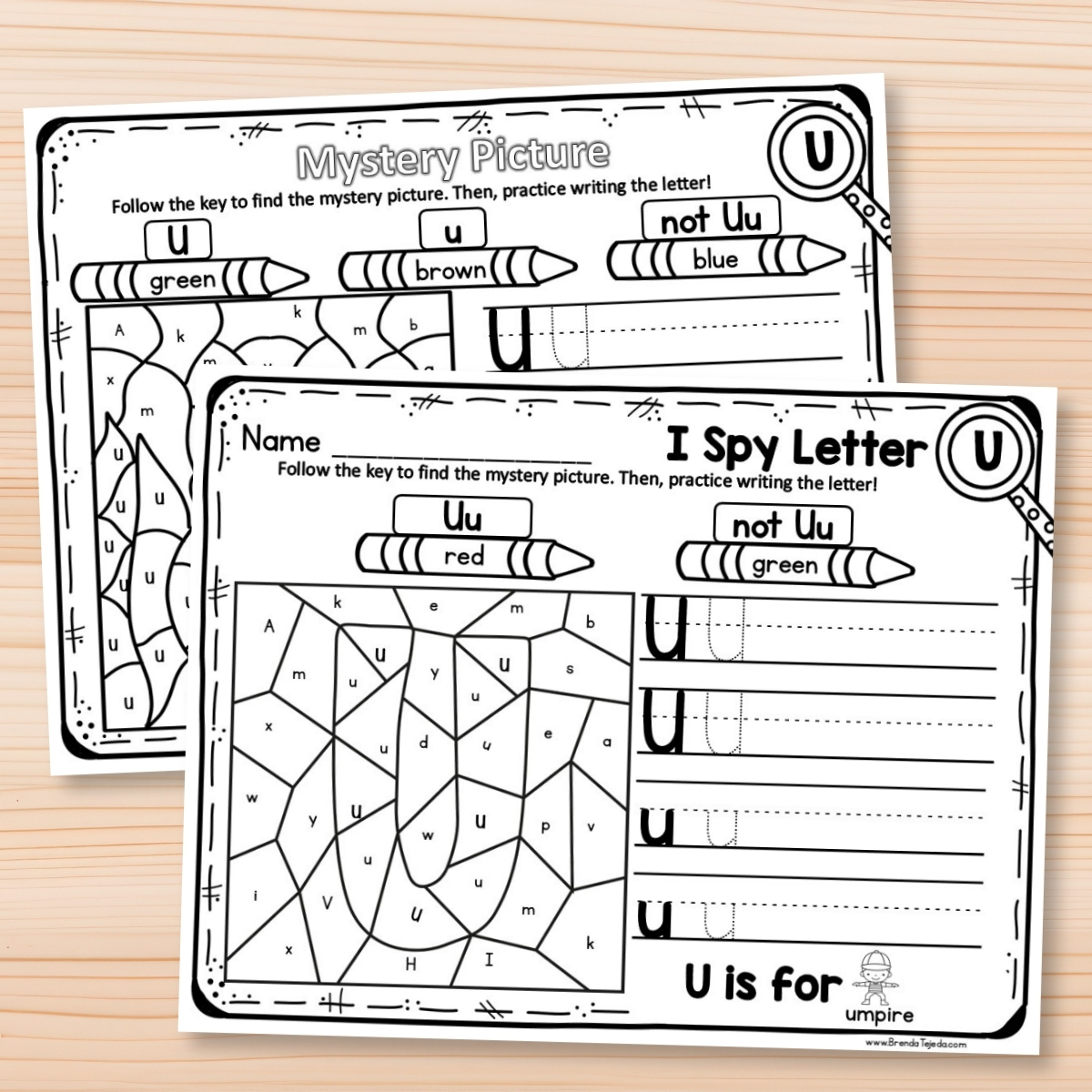 Letter U Color by Code Alphabet - Tejeda's K-1 Literacy Hub
