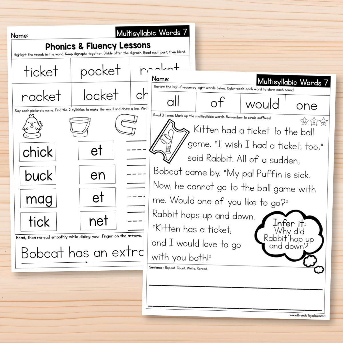 Multisyllabic Words Level 2 Phonics Lesson Pages - Tejeda's K-1 ...